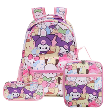 Cargar imagen en el visor de la galería, Morral Sanrio Set 3 pzs, Lonchera y Cartuchera 40cm - 116705