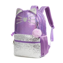 Cargar imagen en el visor de la galería, Morral Gato Morado Set 3 pzs, Lonchera y Cartuchera  40cm - 116706
