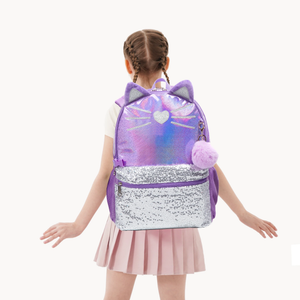 Morral Gato Morado Set 3 pzs, Lonchera y Cartuchera  40cm - 116706