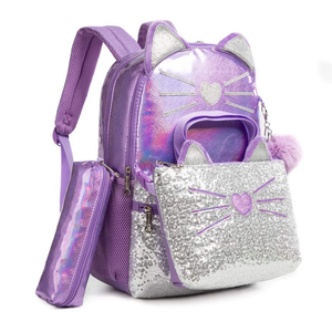 Morral Gato Morado Set 3 pzs, Lonchera y Cartuchera  40cm - 116706