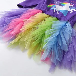 Vestido Vikita Top Sueter Morado Unicornio Falda Tutu Multicolor - 115837