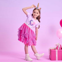 Cargar imagen en el visor de la galería, Vestido Vikita Unicornio Falda Fucsia y Morado - 115822
