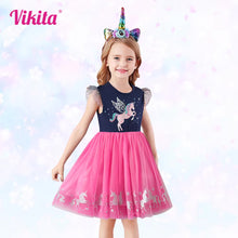 Cargar imagen en el visor de la galería, Vestido Vikita Unicornio falda Fucsia - 115819
