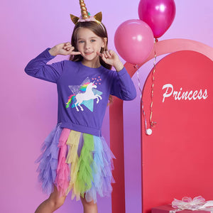 Vestido Vikita Top Sueter Morado Unicornio Falda Tutu Multicolor - 115837