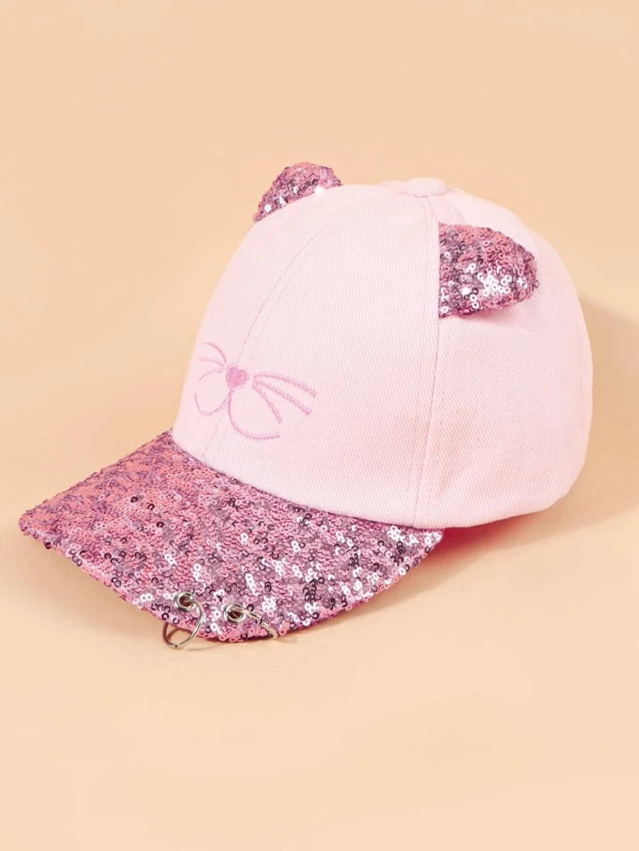 Gorra gato Rosada con lentejuelas - 114430