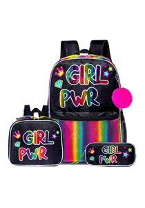 Morral Girl Power Set de 3 piezas 43cm, Lonchera y Cartuchera - 115568