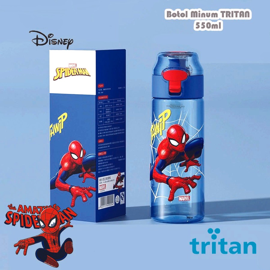 Termo Spiderman Transparente Tapa Azul 550ml - 115494