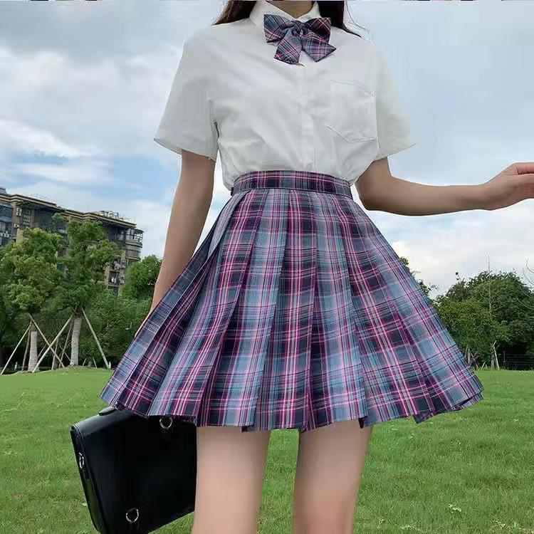 Falda Plisada con Lazo Morado Oscuro - 116556