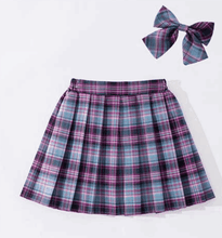 Cargar imagen en el visor de la galería, Falda Plisada con Lazo Morado Oscuro - 116556

