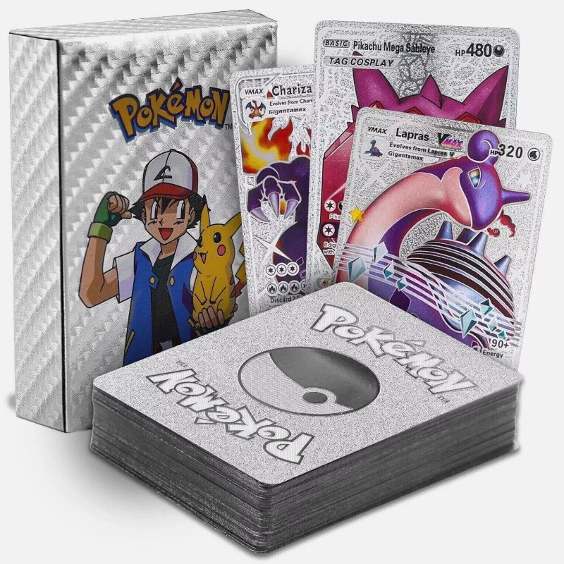 Cartas Pokemon en mazo Plateadas 55pcs - 116414