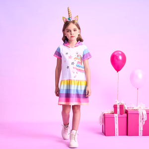 Vestido Vikita Algodon con Capucha Unicornio Multicolor - 115808