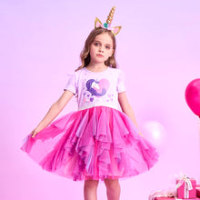 Cargar imagen en el visor de la galería, Vestido Vikita Unicornio Falda Fucsia y Morado - 115822
