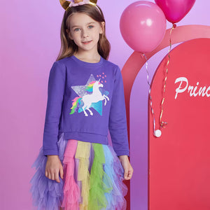 Vestido Vikita Top Sueter Morado Unicornio Falda Tutu Multicolor - 115837