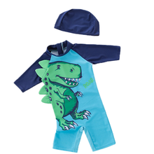 Cargar imagen en el visor de la galería, Traje de Baño Enterizo Dinosaurio con gorro - 117205
