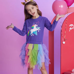 Vestido Vikita Top Sueter Morado Unicornio Falda Tutu Multicolor - 115837