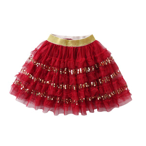 Falda Tutu Roja y Dorada - 115794