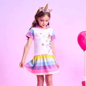 Vestido Vikita Algodon con Capucha Unicornio Multicolor - 115808