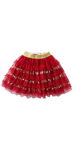 Falda Tutu Roja y Dorada - 115794