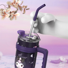 Cargar imagen en el visor de la galería, Vaso Termo Acero Inoxidable  Kuromi con pitillo 1200 ml - 116738
