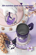 Cargar imagen en el visor de la galería, Vaso Termo Acero Inoxidable  Kuromi con pitillo 1200 ml - 116738
