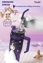 Cargar imagen en el visor de la galería, Vaso Termo Acero Inoxidable  Kuromi con pitillo 1200 ml - 116738
