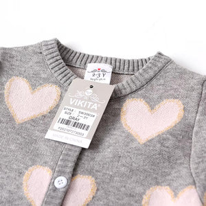 Sueter Vikita Tejido Gris/Corazones Rosados - 115800