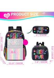 Morral Girl Power Set de 3 piezas 43cm, Lonchera y Cartuchera - 115568