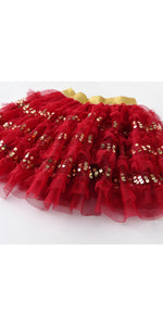 Falda Tutu Roja y Dorada - 115794