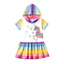 Cargar imagen en el visor de la galería, Vestido Vikita Algodon con Capucha Unicornio Multicolor - 115808
