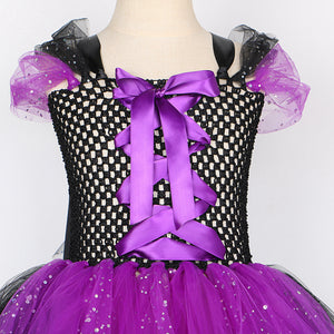 Disfraz Vestido Bruja negro  y morado con accesorios - 114137