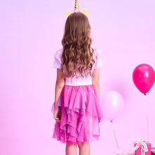 Cargar imagen en el visor de la galería, Vestido Vikita Unicornio Falda Fucsia y Morado - 115822
