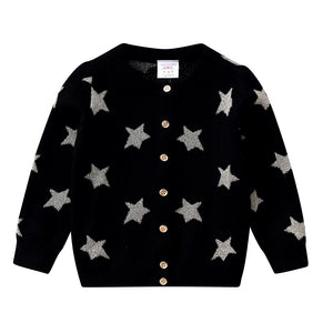 Sueter Vikita Tejido con Botones Negro/Estrellas Plateadas - 115800