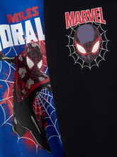 Cargar imagen en el visor de la galería, Conjunto Miles Morales Azul y Negro Sueter con capucha y Jogger - 115423
