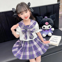 Cargar imagen en el visor de la galería, Conjunto Kuromi Camisa Blanca y Falda cuadros - 116886
