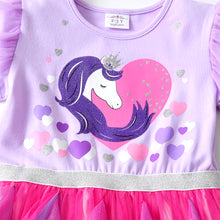 Cargar imagen en el visor de la galería, Vestido Vikita Unicornio Falda Fucsia y Morado - 115822
