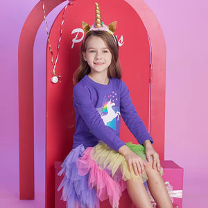 Vestido Vikita Top Sueter Morado Unicornio Falda Tutu Multicolor - 115837