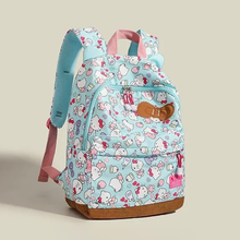 Cargar imagen en el visor de la galería, Morral Kitty Tela Azul con base de cuero 40cm - 116693
