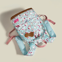 Cargar imagen en el visor de la galería, Morral Kitty Tela Azul con base de cuero 40cm - 116693
