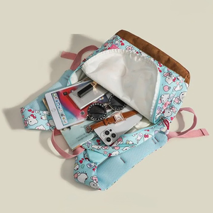 Morral Kitty Tela Azul con base de cuero 40cm - 116693