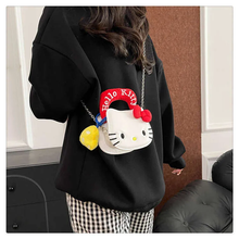 Cargar imagen en el visor de la galería, Cartera Kitty Rostro Semi Cuero con Asa Peluche y Adorno 14cm - 117059
