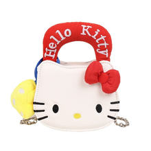 Cargar imagen en el visor de la galería, Cartera Kitty Rostro Semi Cuero con Asa Peluche y Adorno 14cm - 117059
