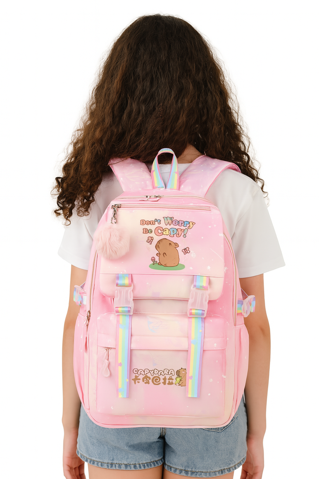 Morral Capibara con pom pom 44cm - 116699