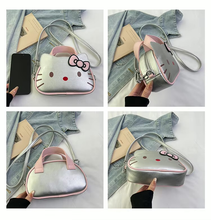 Cargar imagen en el visor de la galería, Cartera Kitty Rostro Plateada 20cm - 117063
