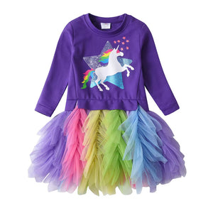 Vestido Vikita Top Sueter Morado Unicornio Falda Tutu Multicolor - 115837