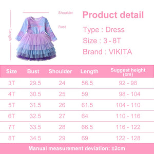 Vestido Vikita Manga Larga Top Estrellas Falda Tutu Morada - 115830