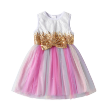Cargar imagen en el visor de la galería, Vestido Vikita Top Lentejuelas Lazo Dorado - 116843
