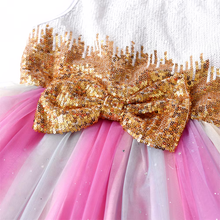 Cargar imagen en el visor de la galería, Vestido Vikita Top Lentejuelas Lazo Dorado - 116843

