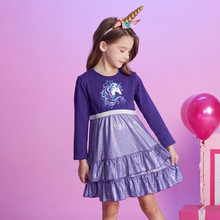 Cargar imagen en el visor de la galería, Vestido Vikita Top Unicornio Morado  - 116846
