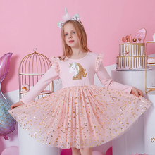 Cargar imagen en el visor de la galería, Vestido Vikita Rosado Unicornio Dorado - 116848
