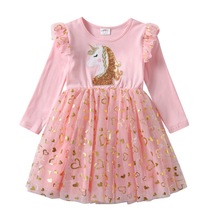 Cargar imagen en el visor de la galería, Vestido Vikita Rosado Unicornio Dorado - 116848
